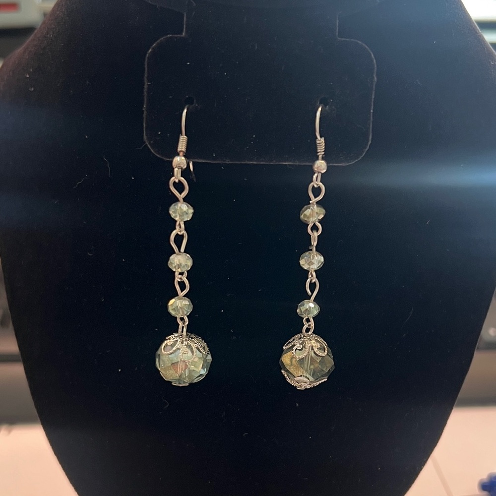Chic Silver Beaded Drop Earrings